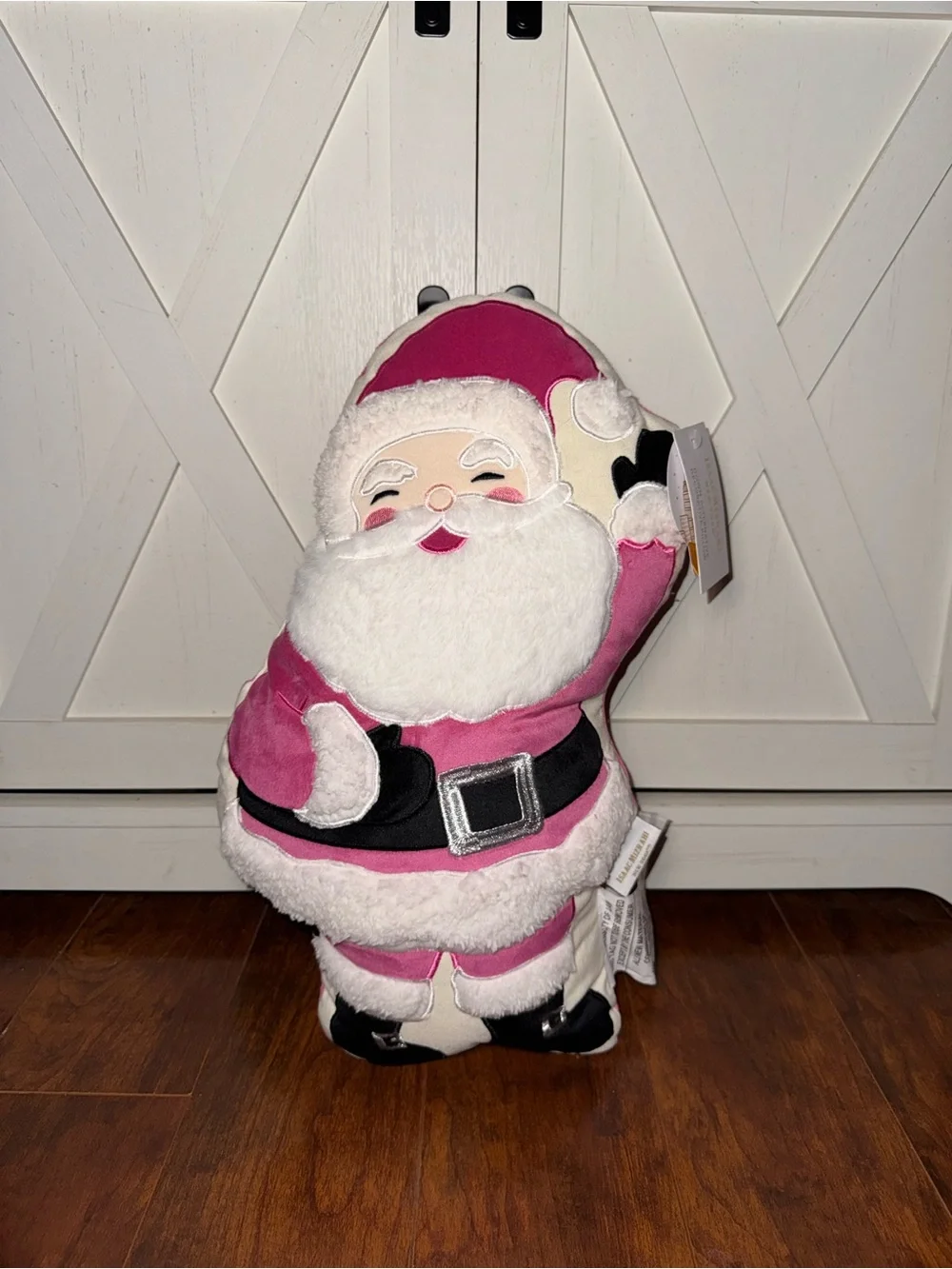 Isaac Mizrahi Pink Santa Plush Holiday Pillow Decor